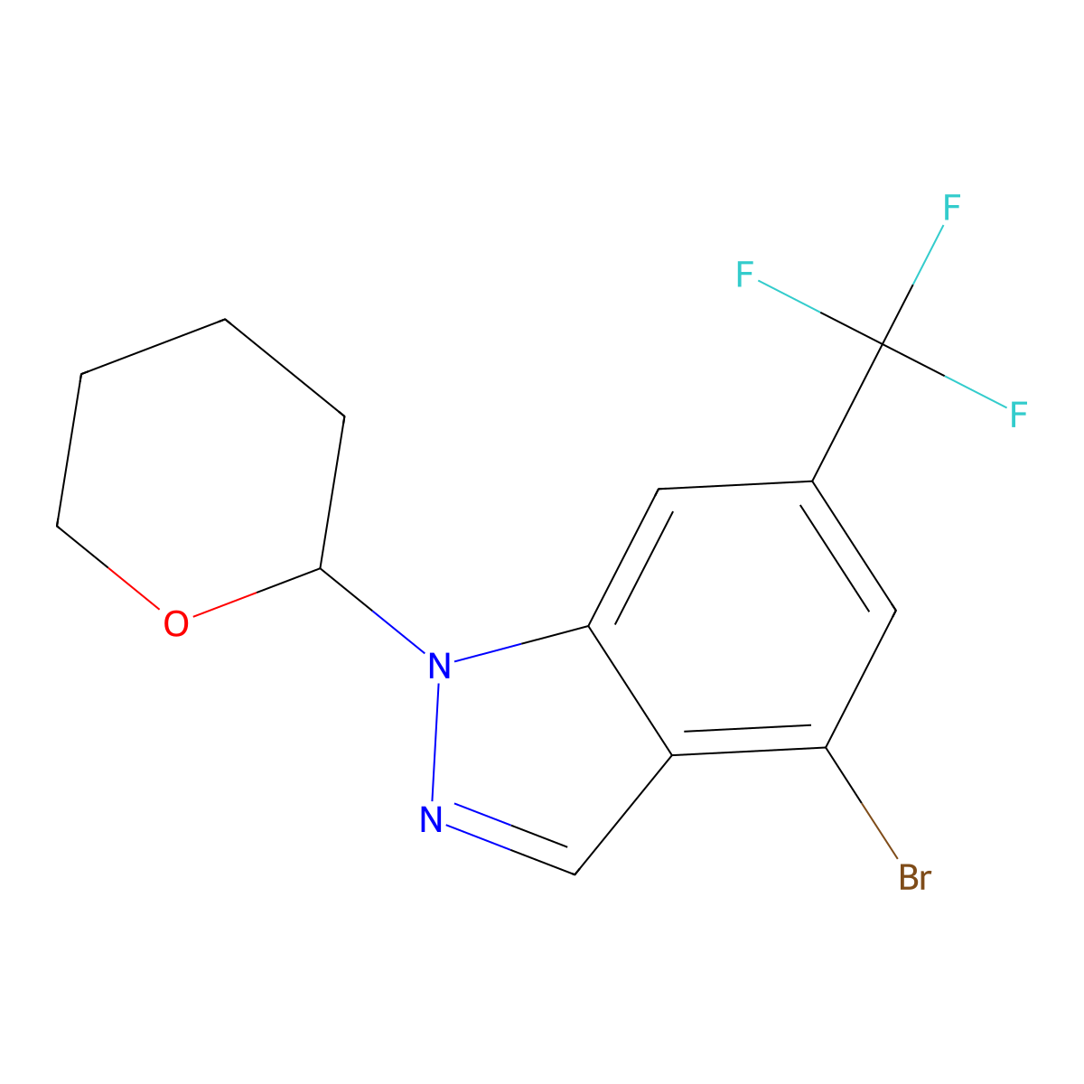 4-Bromo-1-tetrahydropyran-2-YL-6-(trifluoromethyl)indazole molecular structure, CAS 1425932-71-3