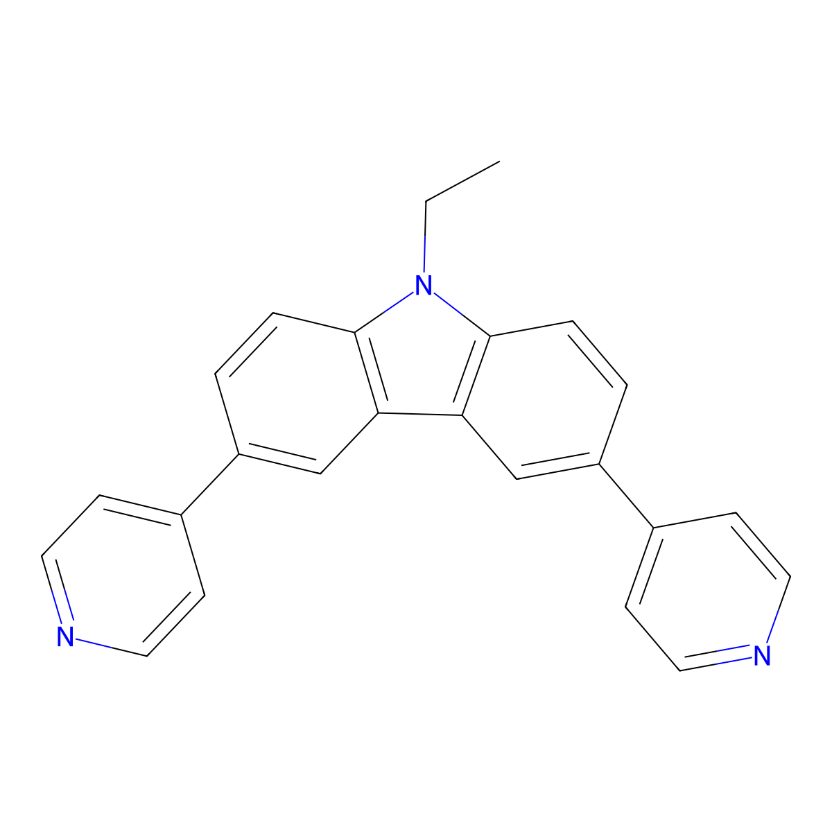 3,6-Bis(4-pyridyl)-9-ethyl-9H-carbazole molecular structure, CAS 1425940-32-4