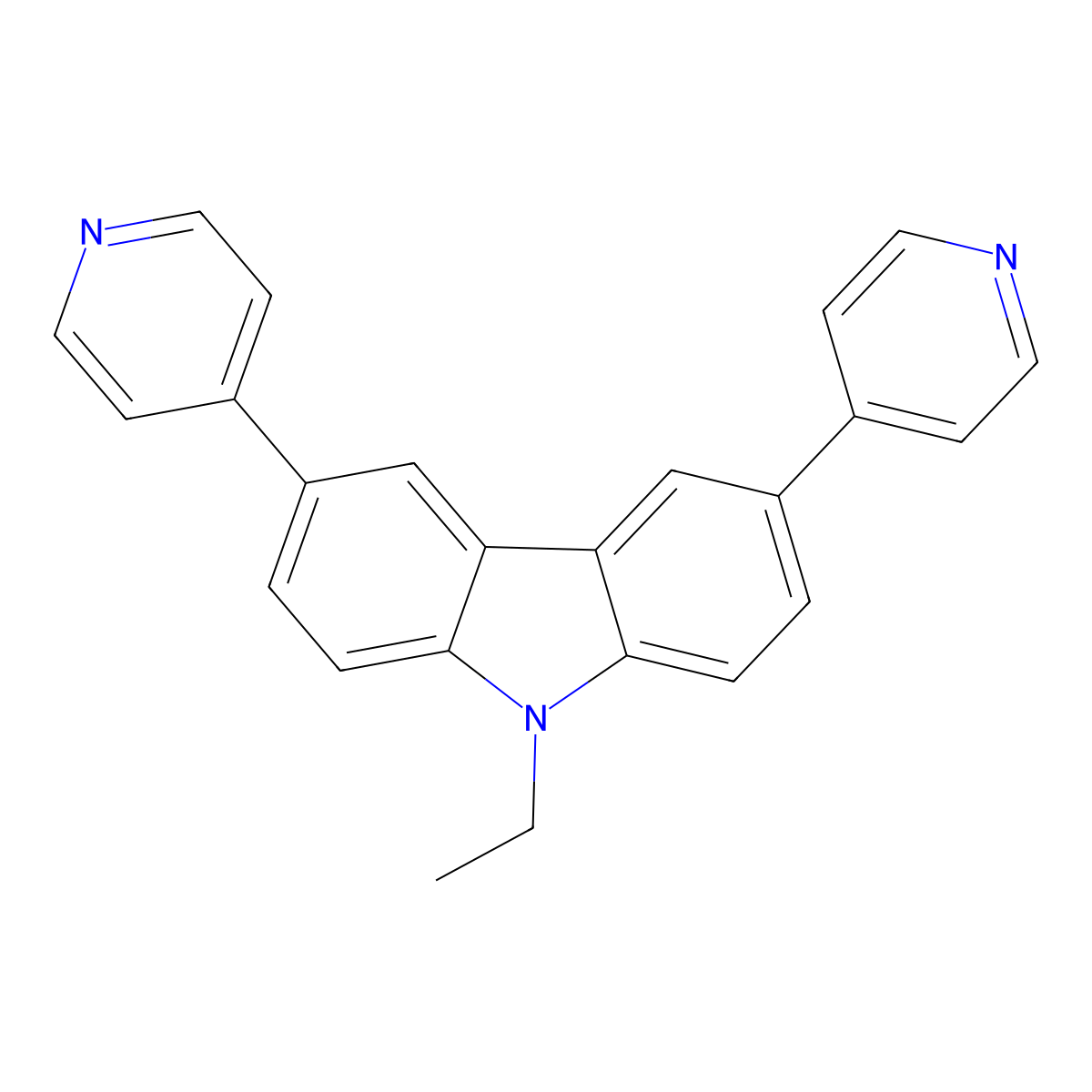 3,6-Bis(4-pyridyl)-9-ethyl-9H-carbazole molecular structure, CAS 1425940-32-4