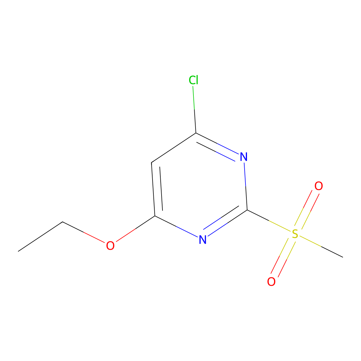 4-Chloro-6-ethoxy-2-(methylsulfonyl)pyrimidine molecular structure, CAS 142596-33-6