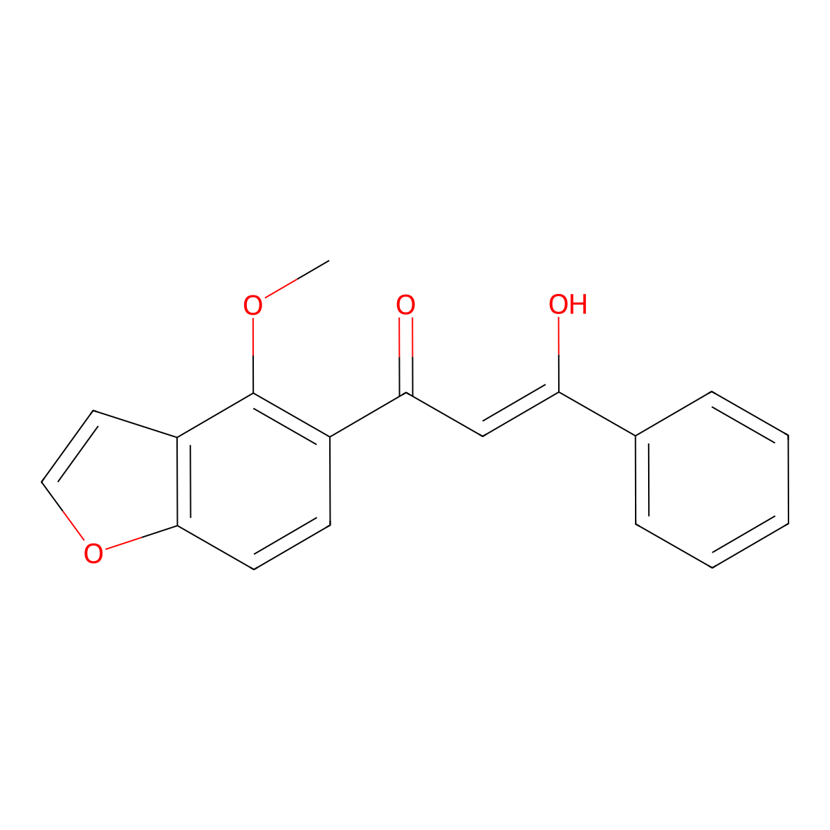 3-Hydroxy-1-(4-methoxy-1-benzofuran-5-yl)-3-phenylprop-2-en-1-one molecular structure, CAS 142596-71-2