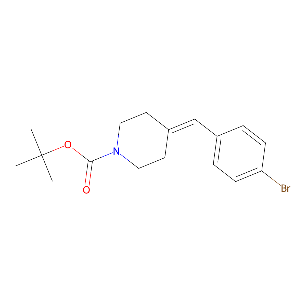 Tert-butyl 4-[(4-bromophenyl)methylidene]piperidine-1-carboxylate molecular structure, CAS 1425970-10-0