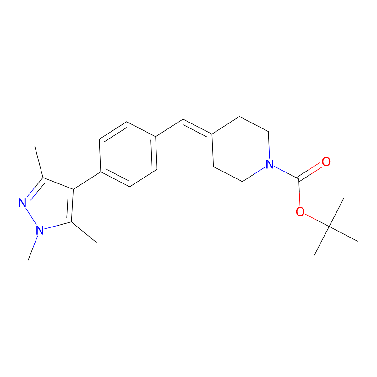 tert-butyl 4-[4-(1,3,5-trimethyl-1H-pyrazol-4-yl)benzylidene]piperidine-1-carboxylate molecular structure, CAS 1425970-20-2