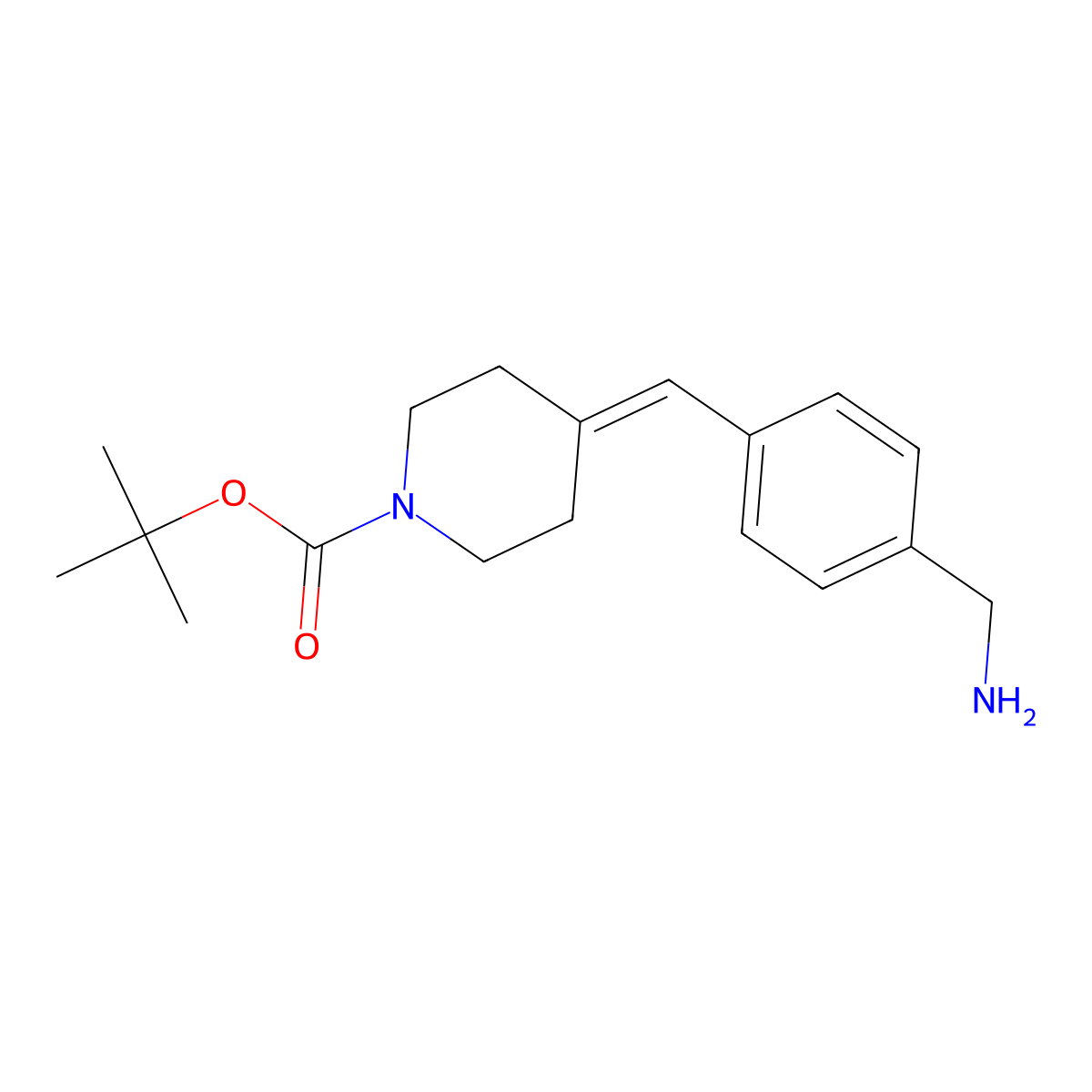 Tert-butyl 4-[4-(aminomethyl)benzylidene]piperidine-1-carboxylate molecular structure, CAS 1425970-34-8