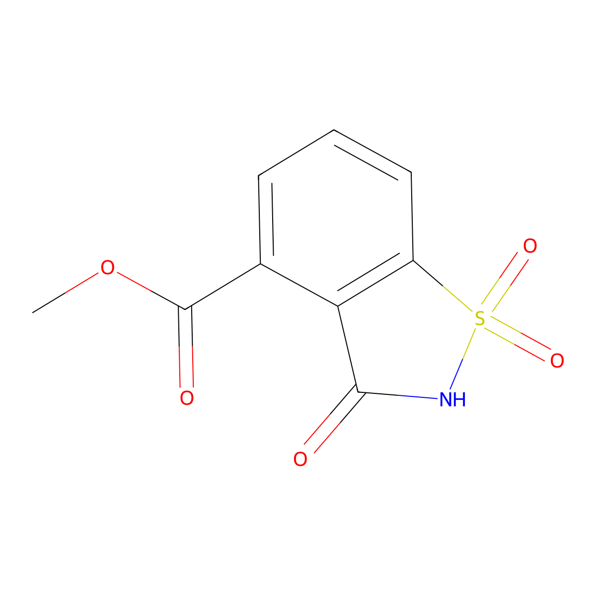 Methyl 1,1,3-trioxo-2,3-dihydro-1lambda6,2-benzothiazole-4-carboxylate molecular structure, CAS 142601-60-3