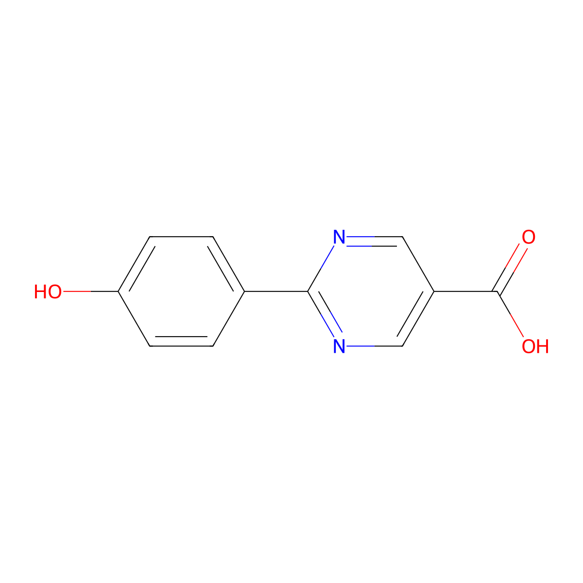 2-(4-Hydroxyphenyl)pyrimidine-5-carboxylic acid molecular structure, CAS 142603-90-5