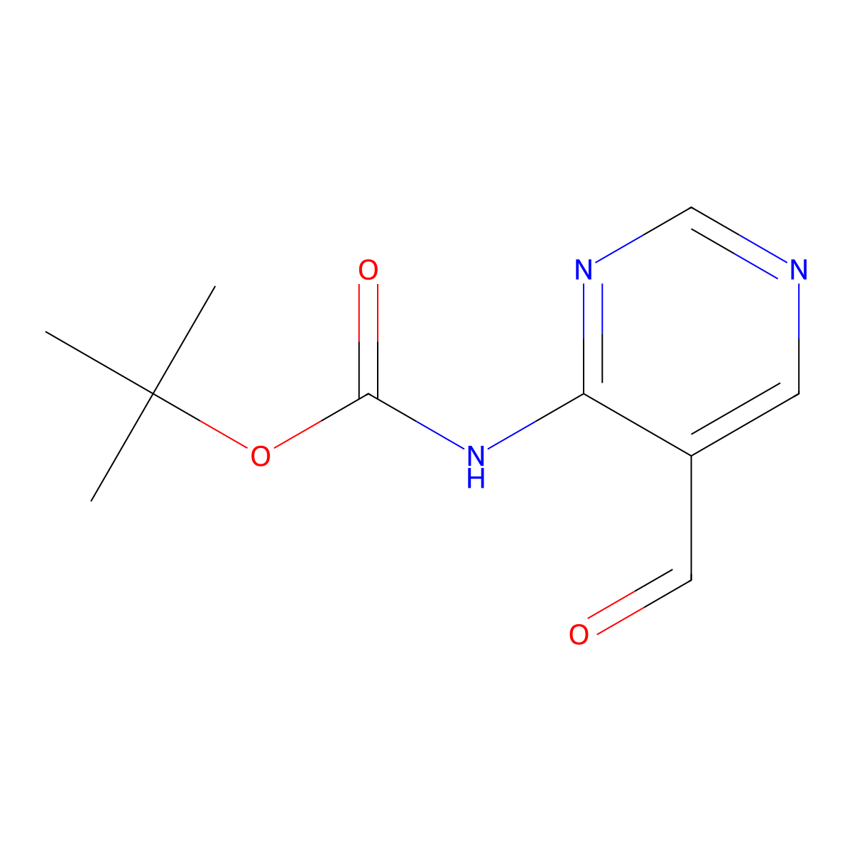 tert-butyl N-(5-formylpyrimidin-4-yl)carbamate molecular structure, CAS 1426058-06-1