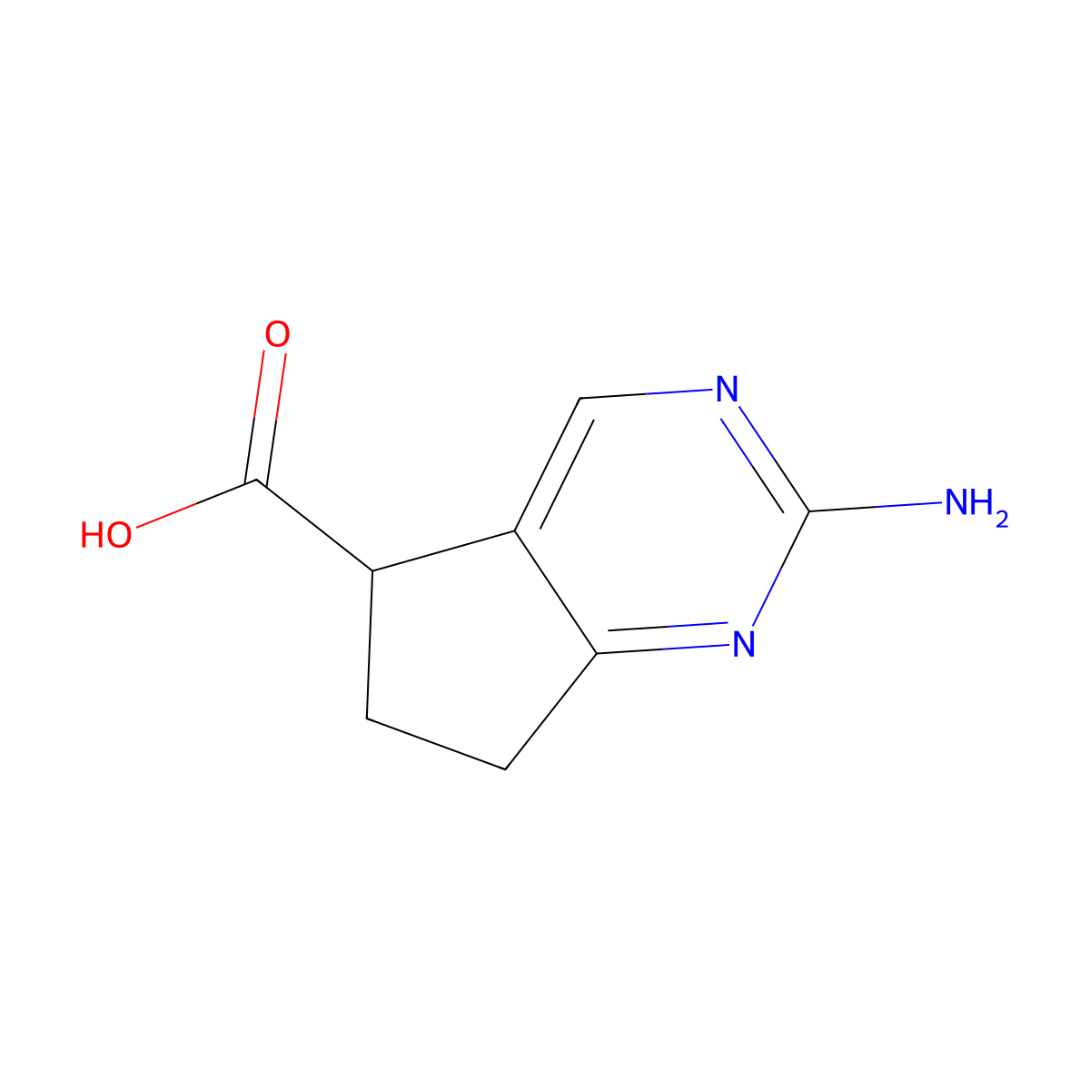 2-amino-6,7-dihydro-5H-cyclopenta[d]pyrimidine-5-carboxylic acid molecular structure, CAS 1426072-28-7