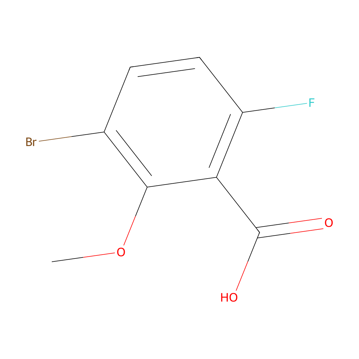 3-Bromo-6-fluoro-2-methoxybenzoic acid molecular structure, CAS 1426073-21-3
