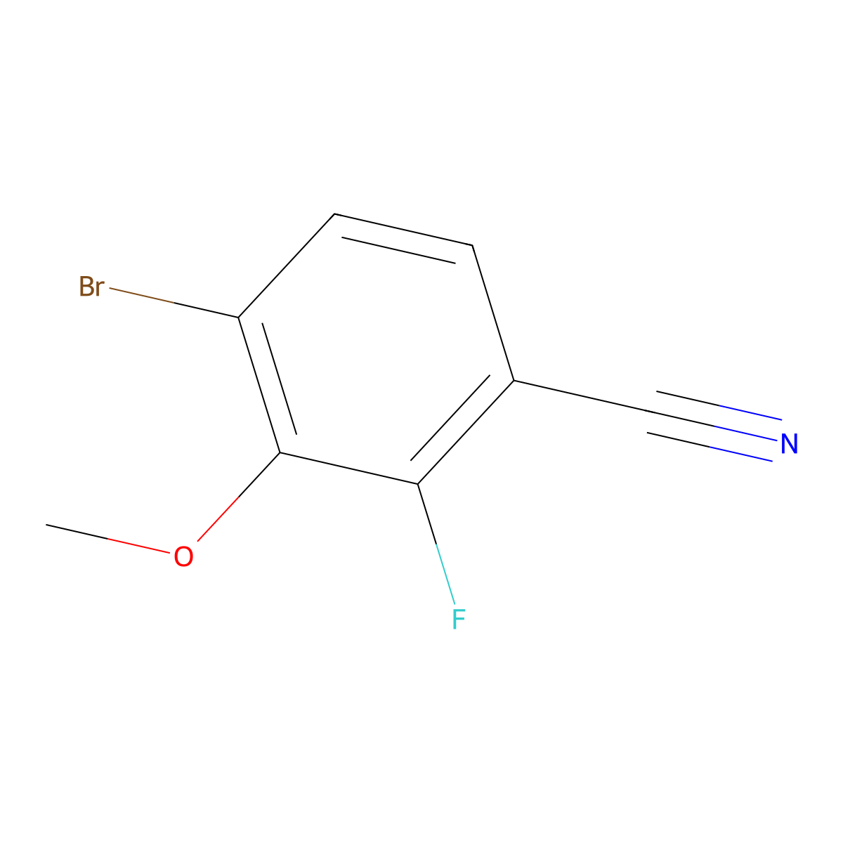 4-Bromo-2-fluoro-3-methoxybenzonitrile molecular structure, CAS 1426073-33-7