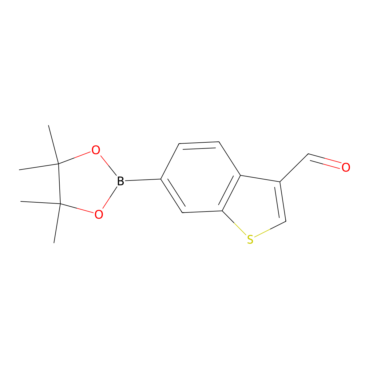 6-(4,4,5,5-Tetramethyl-1,3,2-dioxaborolan-2-YL)benzo[B]thiophene-3-carbaldehyde molecular structure, CAS 1426082-56-5