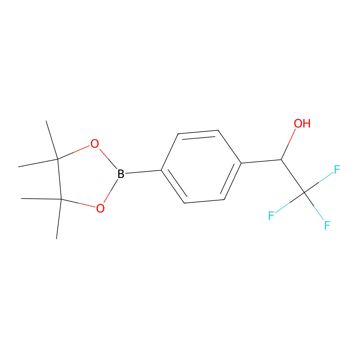 2,2,2-Trifluoro-1-(4-(4,4,5,5-tetramethyl-1,3,2-dioxaborolan-2-yl)phenyl)ethanol molecular structure, CAS 1426082-73-6