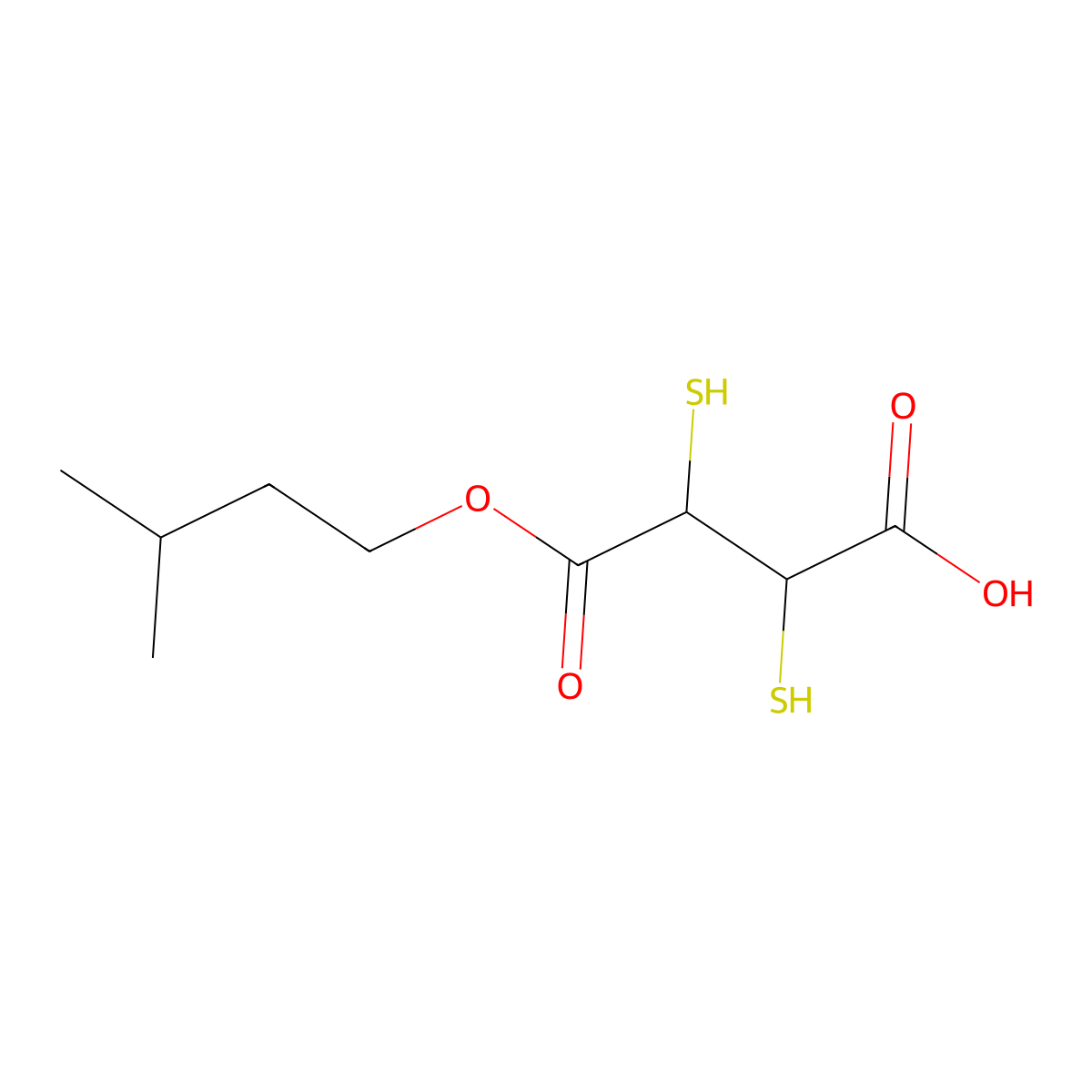 Monoisoamyl-2,3-dimercaptosuccinate molecular structure, CAS 142609-62-9