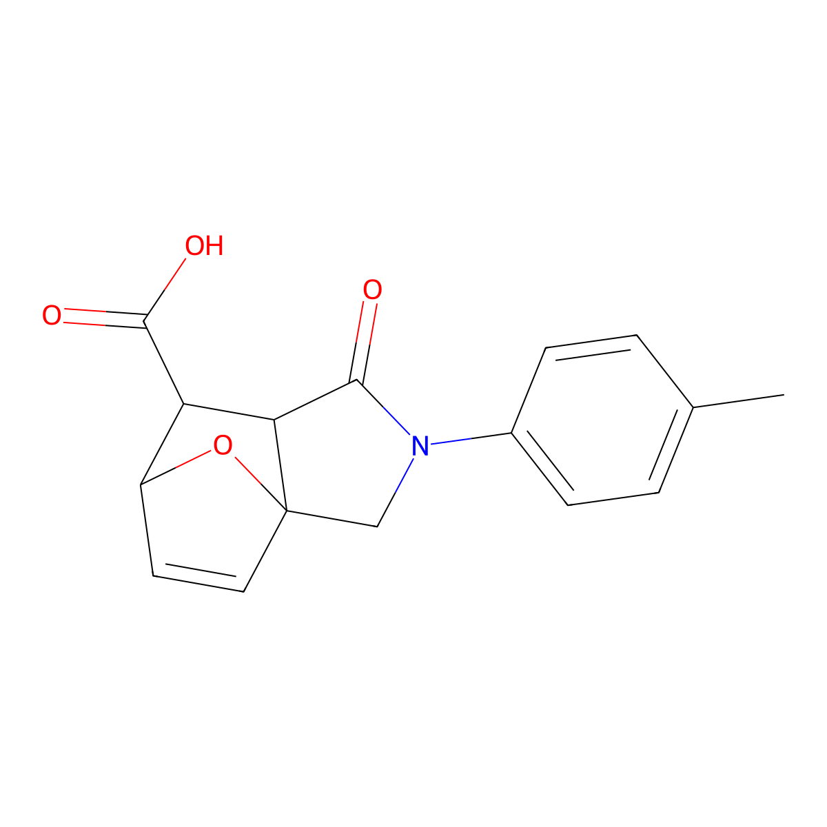 1-Oxo-2-(p-tolyl)-1,2,3,6,7,7a-hexahydro-3a,6-epoxyisoindole-7-carboxylic acid molecular structure, CAS 14261-91-7