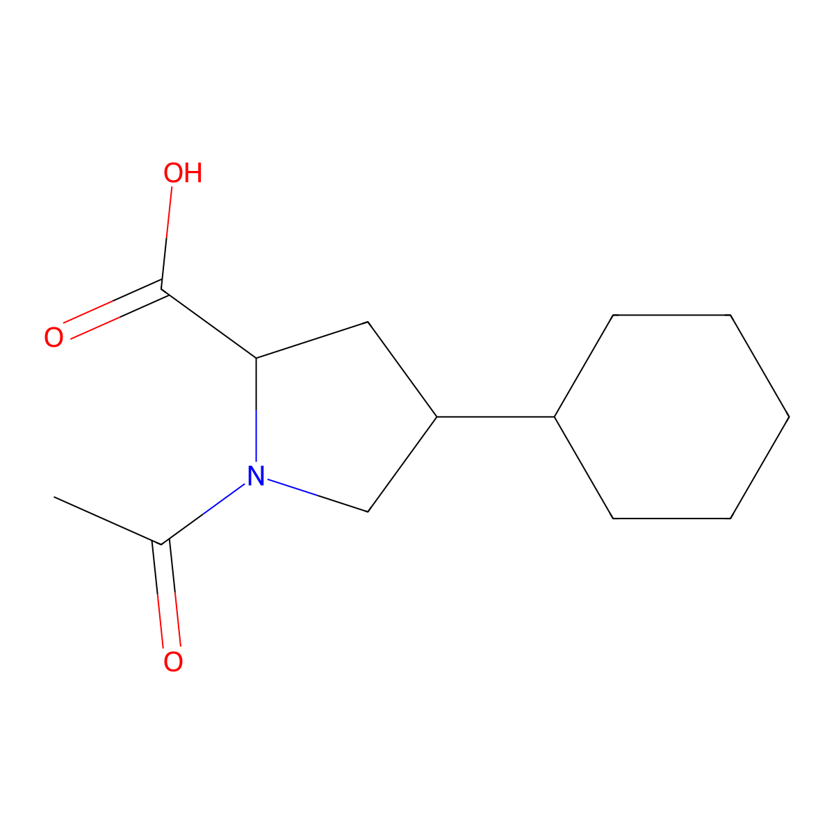 (2S,4S)-1-acetyl-4-cyclohexylpyrrolidine-2-carboxylic acid molecular structure, CAS 1426126-62-6