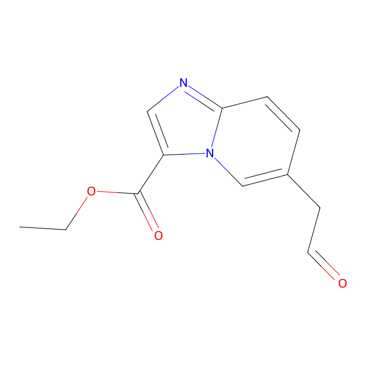 Ethyl 6-(2-oxoethyl)imidazo[1,2-a]pyridine-3-carboxylate molecular structure, CAS 1426136-39-1