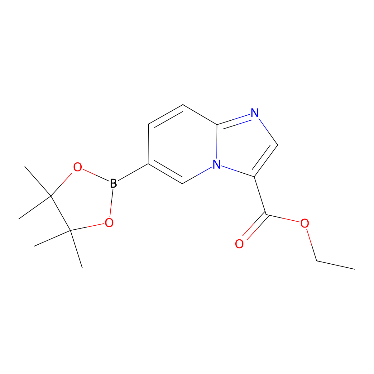 Ethyl 6-(4,4,5,5-tetramethyl-1,3,2-dioxaborolan-2-yl)imidazo[1,2-a]pyridine-3-carboxylate molecular structure, CAS 1426136-45-9