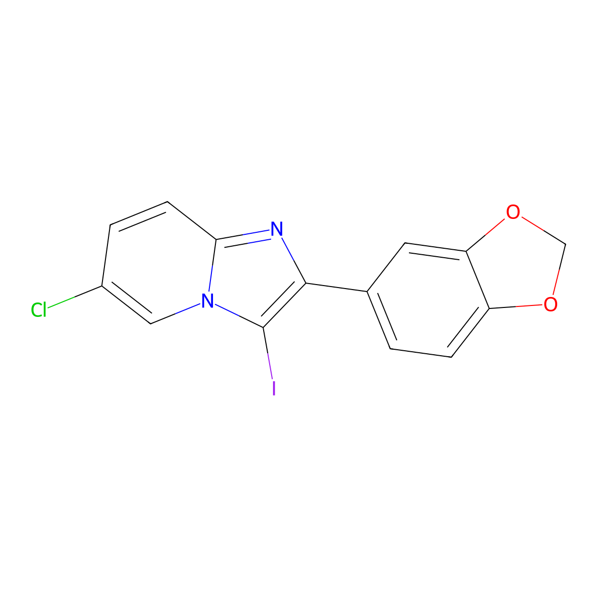 2-(2H-1,3-Benzodioxol-5-yl)-6-chloro-3-iodoimidazo[1,2-a]pyridine molecular structure, CAS 1426142-80-4