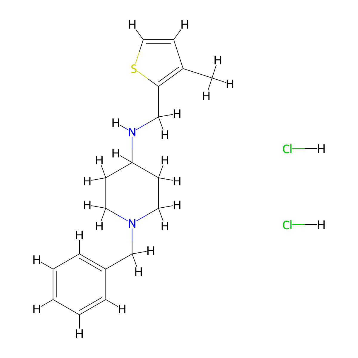 1-Benzyl-N-[(3-methylthiophen-2-yl)methyl]piperidin-4-amine dihydrochloride molecular structure, CAS 1426142-91-7