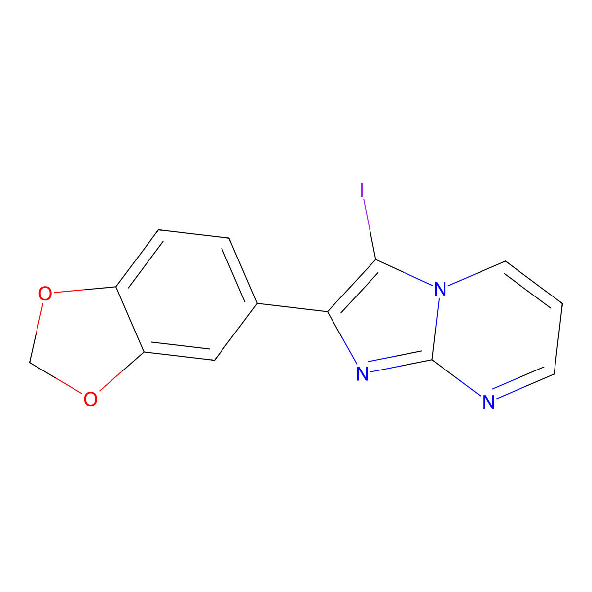 2-(2H-1,3-Benzodioxol-5-yl)-3-iodoimidazo[1,2-a]pyrimidine molecular structure, CAS 1426142-92-8