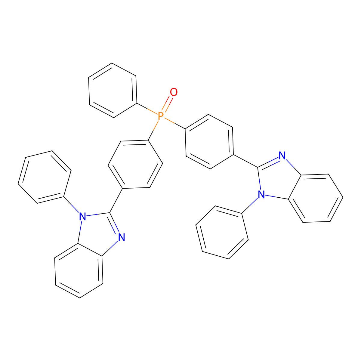 Phenylbis(4-(1-phenyl-1H-benzo[d]imidazol-2-yl)phenyl)phosphine oxide molecular structure, CAS 1426143-77-2