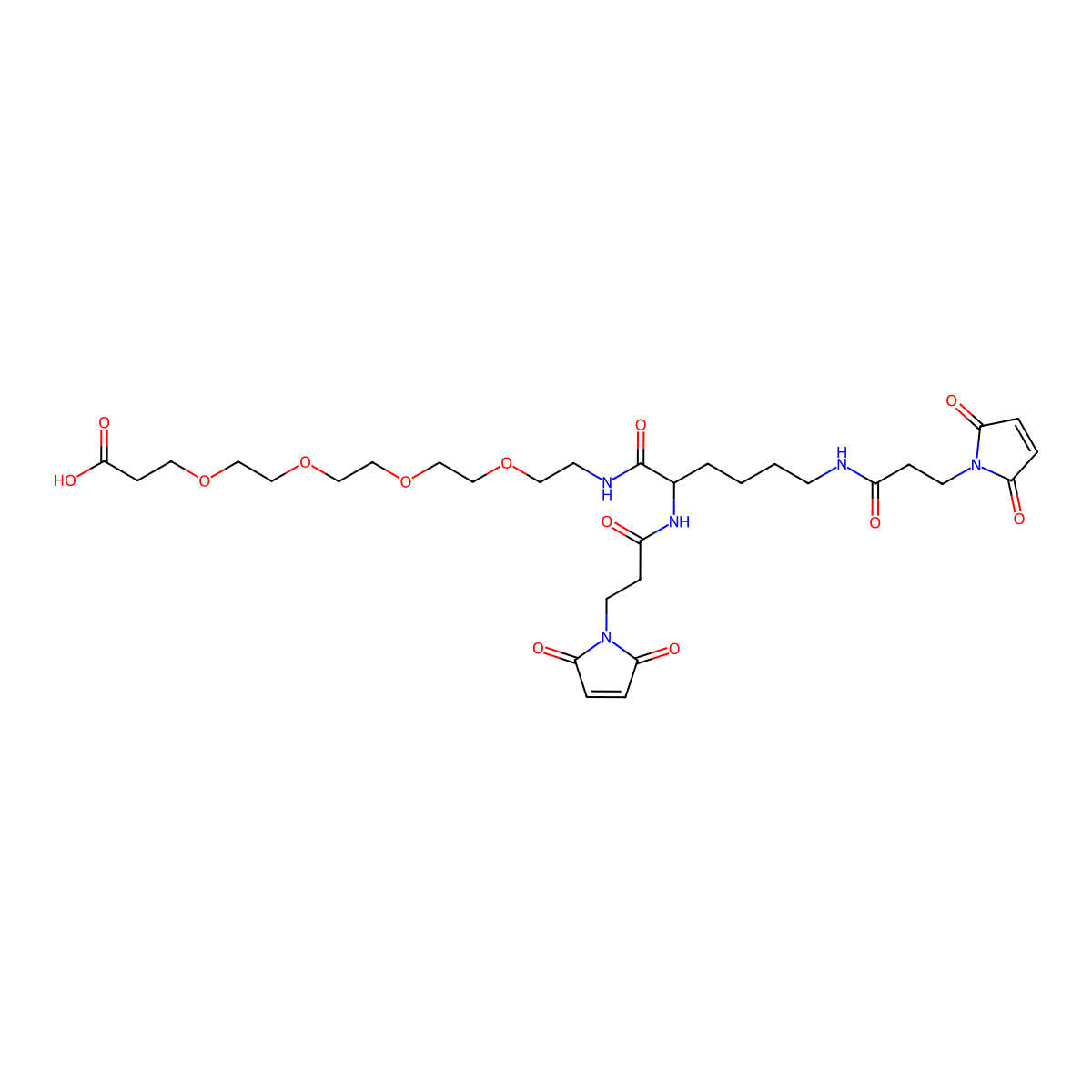 Bis-Mal-Lysine-PEG4-acid molecular structure, CAS 1426164-52-4