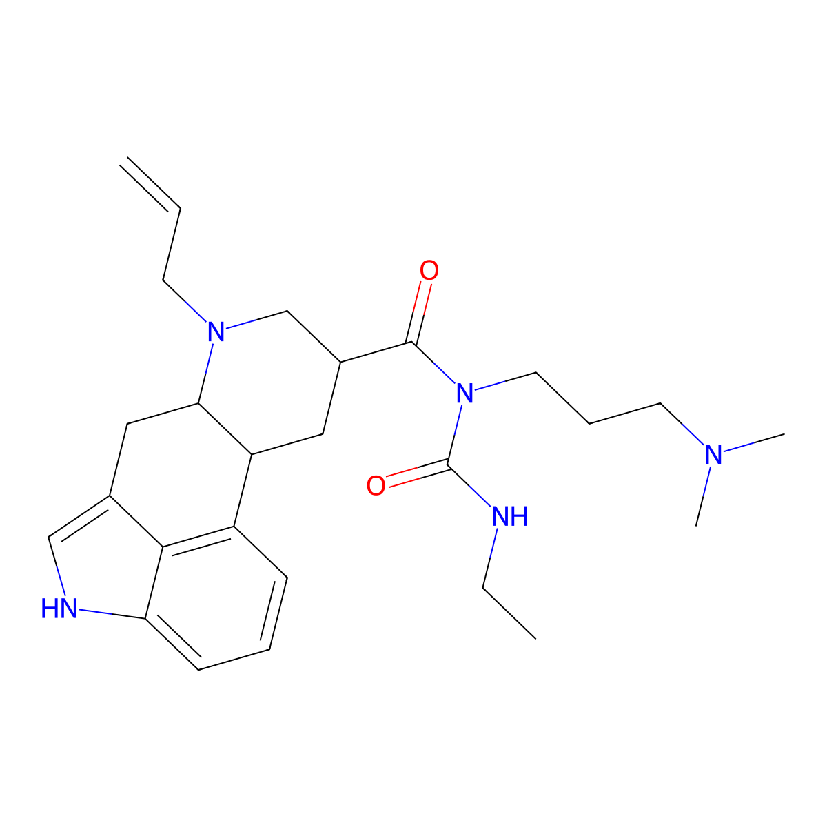 N-[3-(dimethylamino)propyl]-N-(ethylcarbamoyl)-7-prop-2-enyl-6,6a,8,9,10,10a-hexahydro-4H-indolo[4,3-fg]quinoline-9-carboxamide molecular structure, CAS 1426173-20-7