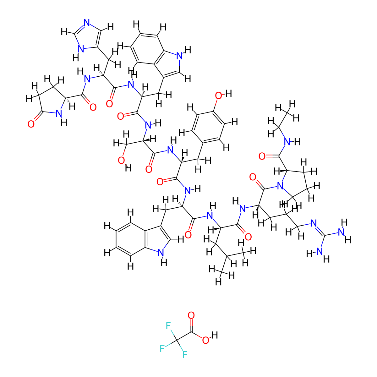 H-Pyr-His-Trp-Ser-D-Tyr-D-Trp-Leu-Arg-Pro-NHEt.TFA molecular structure, CAS 1426173-46-7