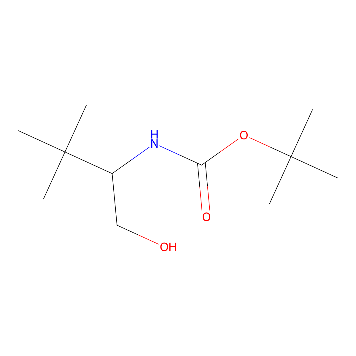 tert-Butyl (R)-(1-hydroxy-3,3-dimethylbutan-2-yl)carbamate molecular structure, CAS 142618-92-6