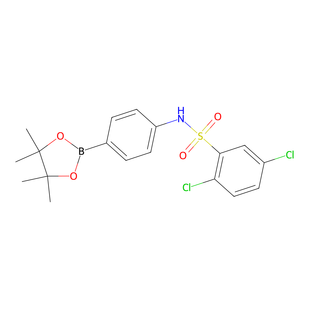 2,5-Dichloro-N-[4-(4,4,5,5-tetramethyl-[1,3,2]dioxaborolan-2-yl)-phenyl]benzenesulfonamide molecular structure, CAS 1426214-54-1