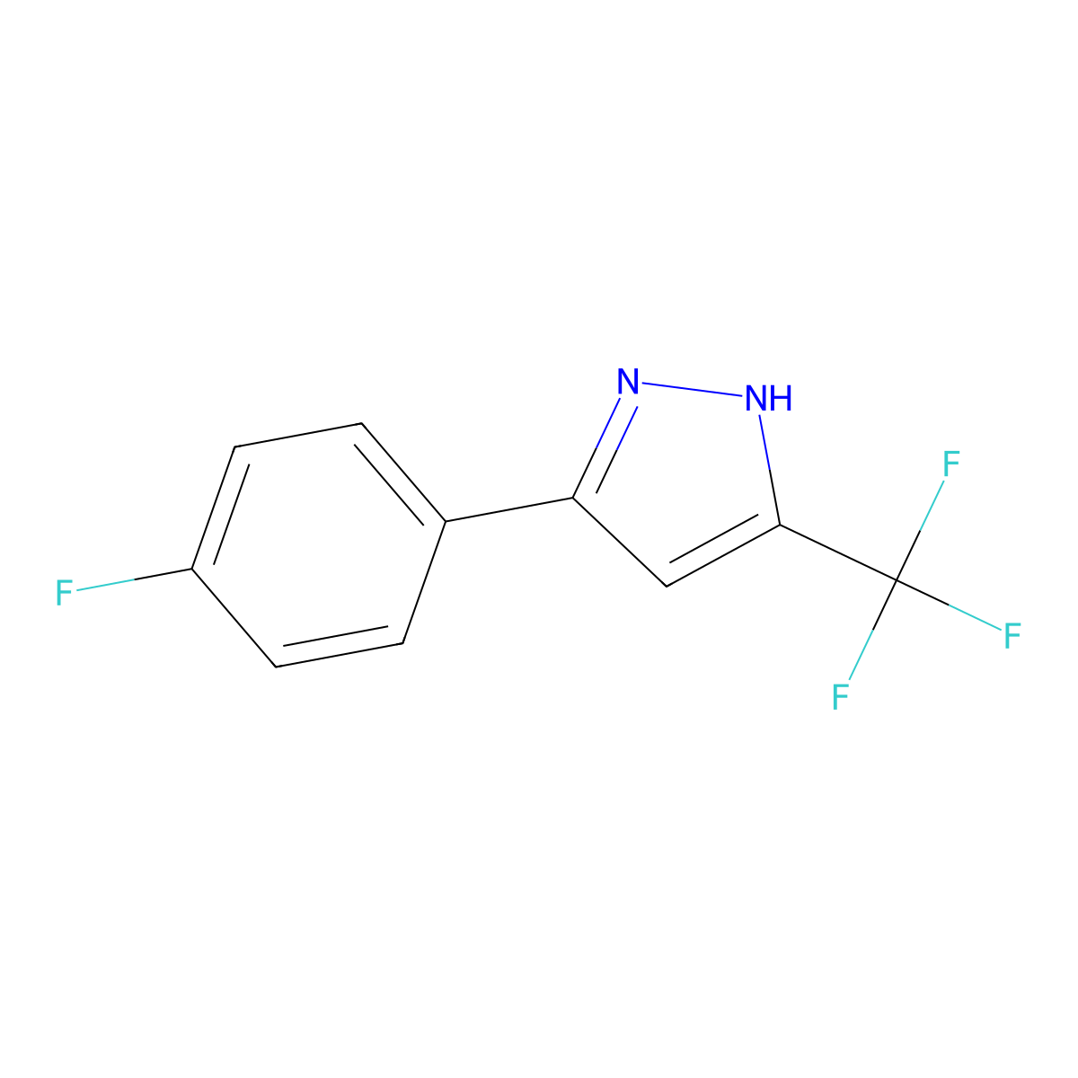 3-(4-Fluorophenyl)-5-(trifluoromethyl)-1H-pyrazole molecular structure, CAS 142623-85-6