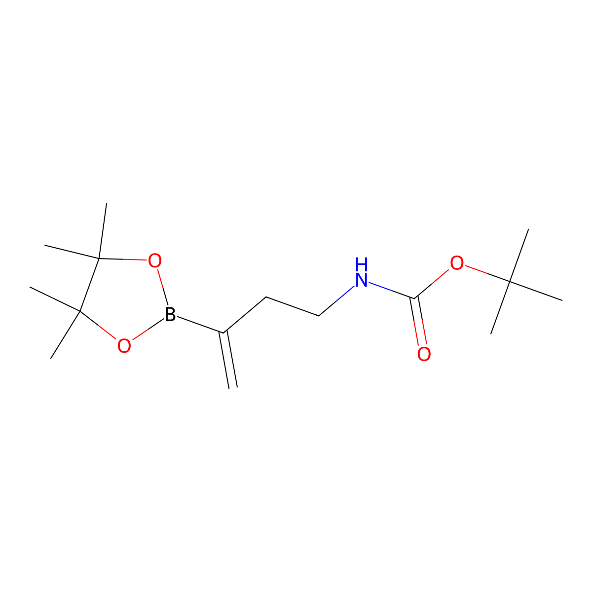 tert-butylN-[3-(4,4,5,5-tetramethyl-1,3,2-dioxaborolan-2-yl)but-3-en-1-yl]carbamate molecular structure, CAS 1426250-26-1