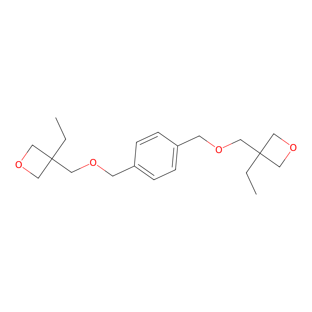1,4-Bis((3-ethyl-3-oxetanylmethoxy)methyl)benzene molecular structure, CAS 142627-97-2
