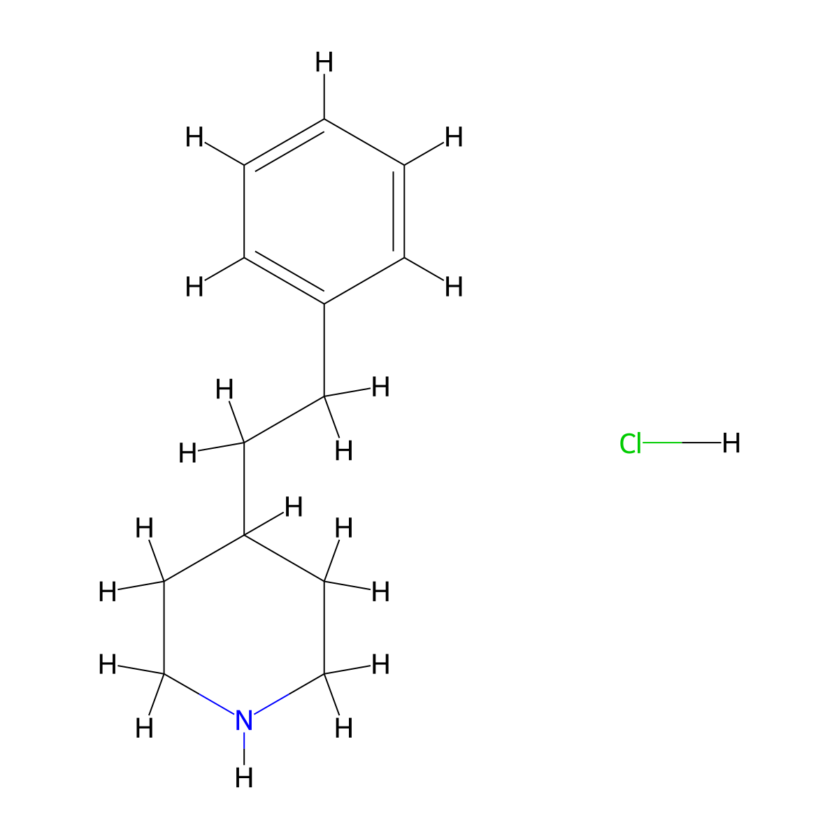 4-(2-Phenylethyl)piperidine hydrochloride molecular structure, CAS 142628-88-4