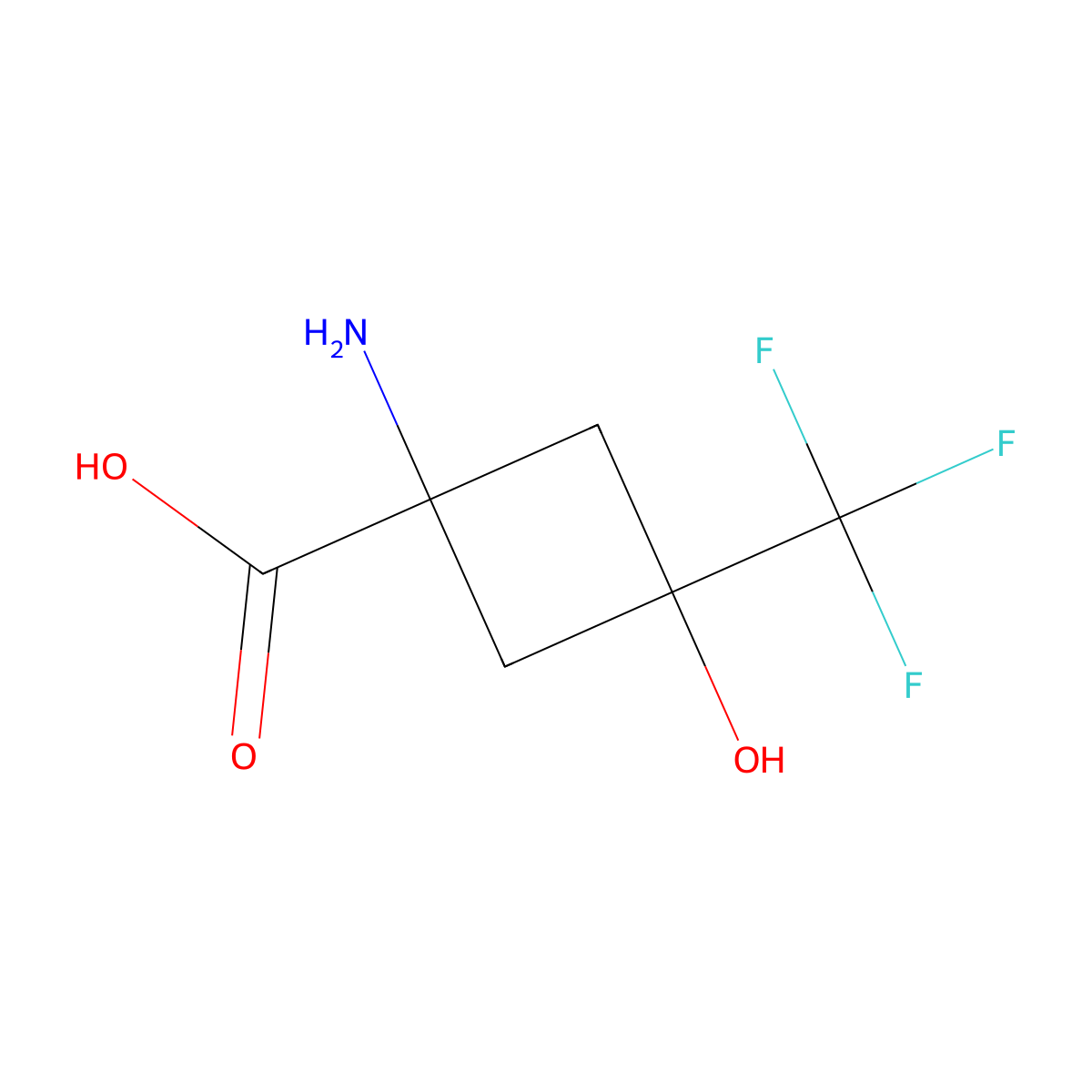 (1s,3s)-1-Amino-3-hydroxy-3-(trifluoromethyl)cyclobutane-1-carboxylic acid molecular structure, CAS 1426289-38-4