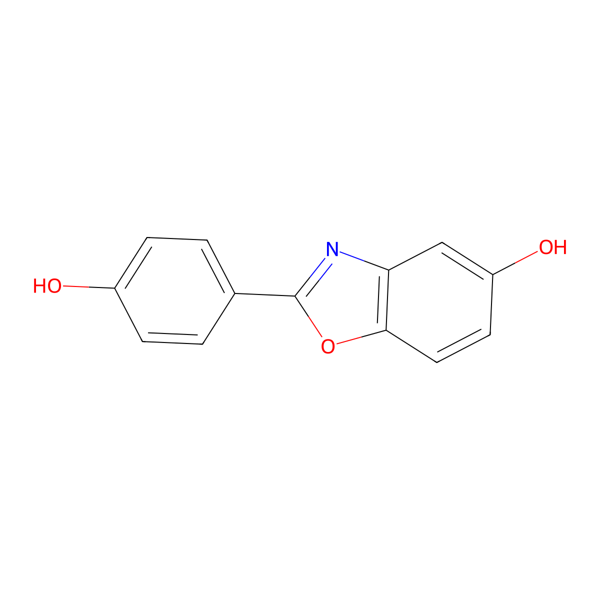 5-Benzoxazolol, 2-(4-hydroxyphenyl)- molecular structure, CAS 142629-43-4