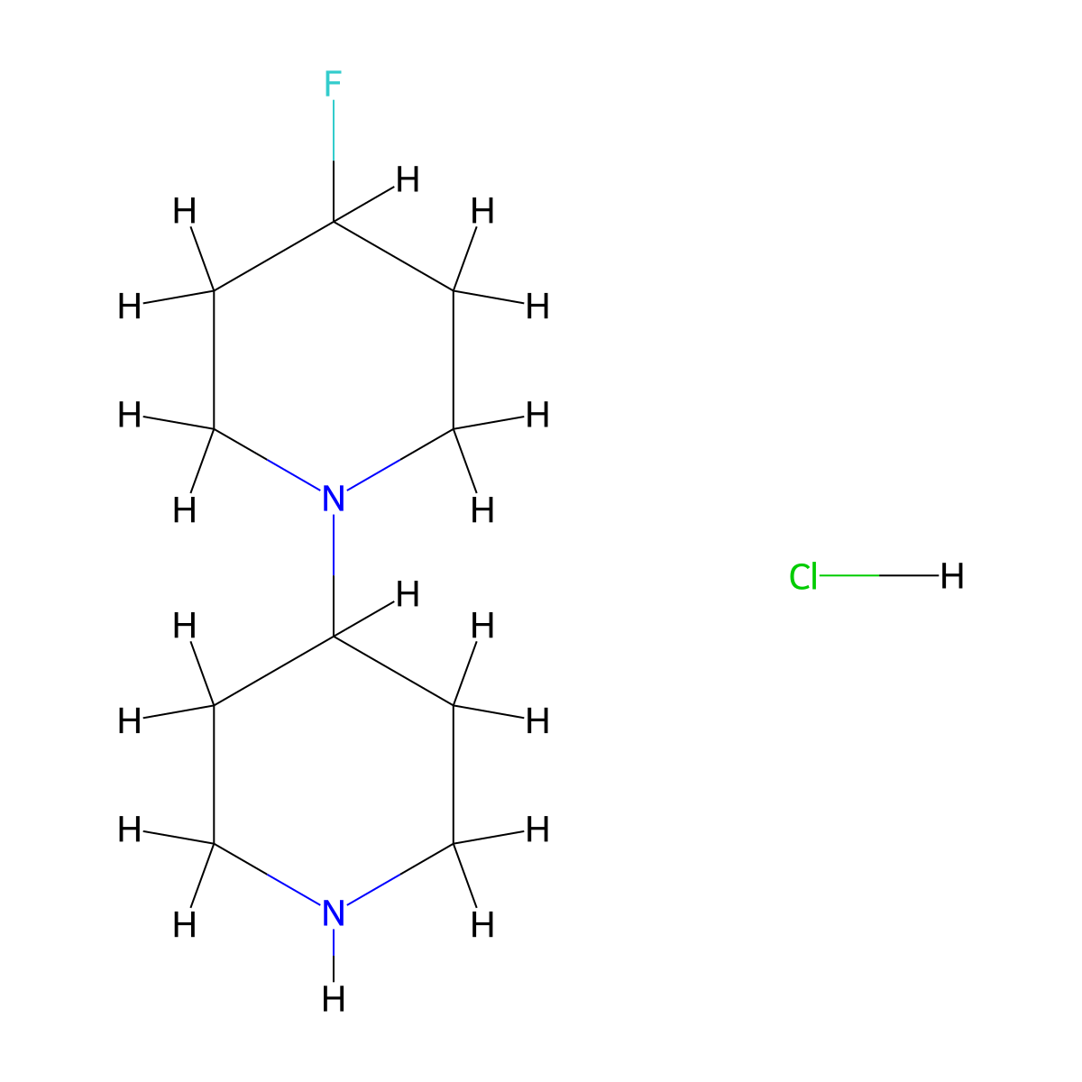 4-Fluoro-1,4'-bipiperidine hydrochloride molecular structure, CAS 1426290-04-1