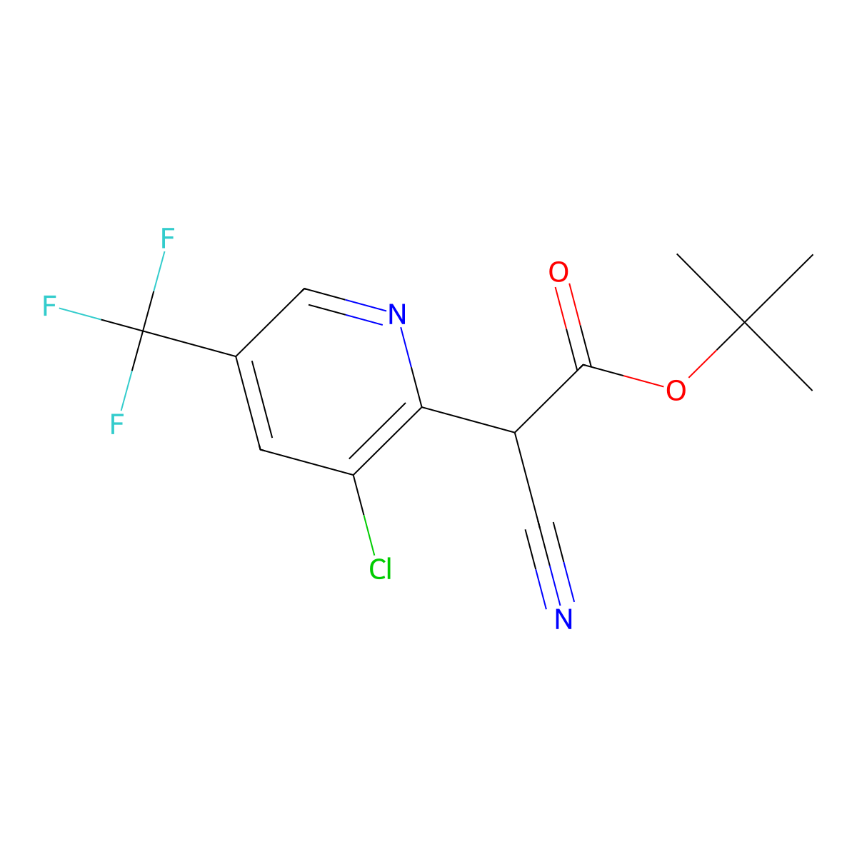 tert-Butyl 2-[3-chloro-5-(trifluoromethyl)pyridin-2-yl]-2-cyanoacetate molecular structure, CAS 1426290-06-3