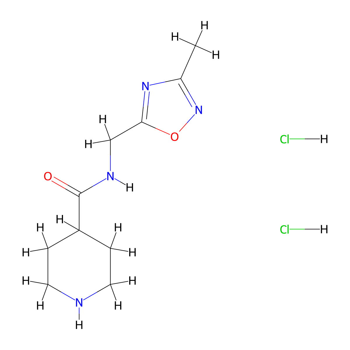N-[(3-methyl-1,2,4-oxadiazol-5-yl)methyl]piperidine-4-carboxamide dihydrochloride molecular structure, CAS 1426290-15-4