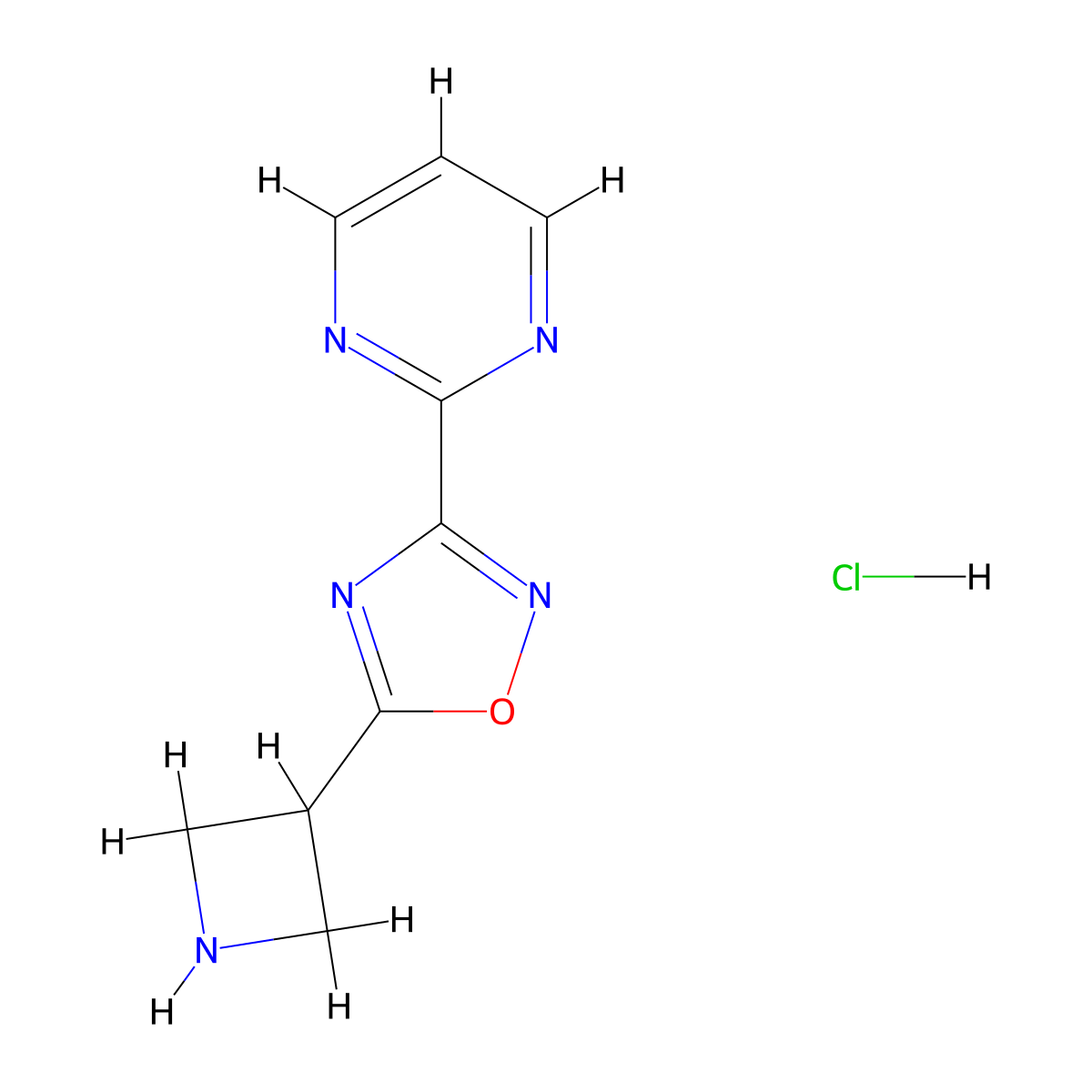 2-[5-(Azetidin-3-yl)-1,2,4-oxadiazol-3-yl]pyrimidine hydrochloride molecular structure, CAS 1426290-16-5