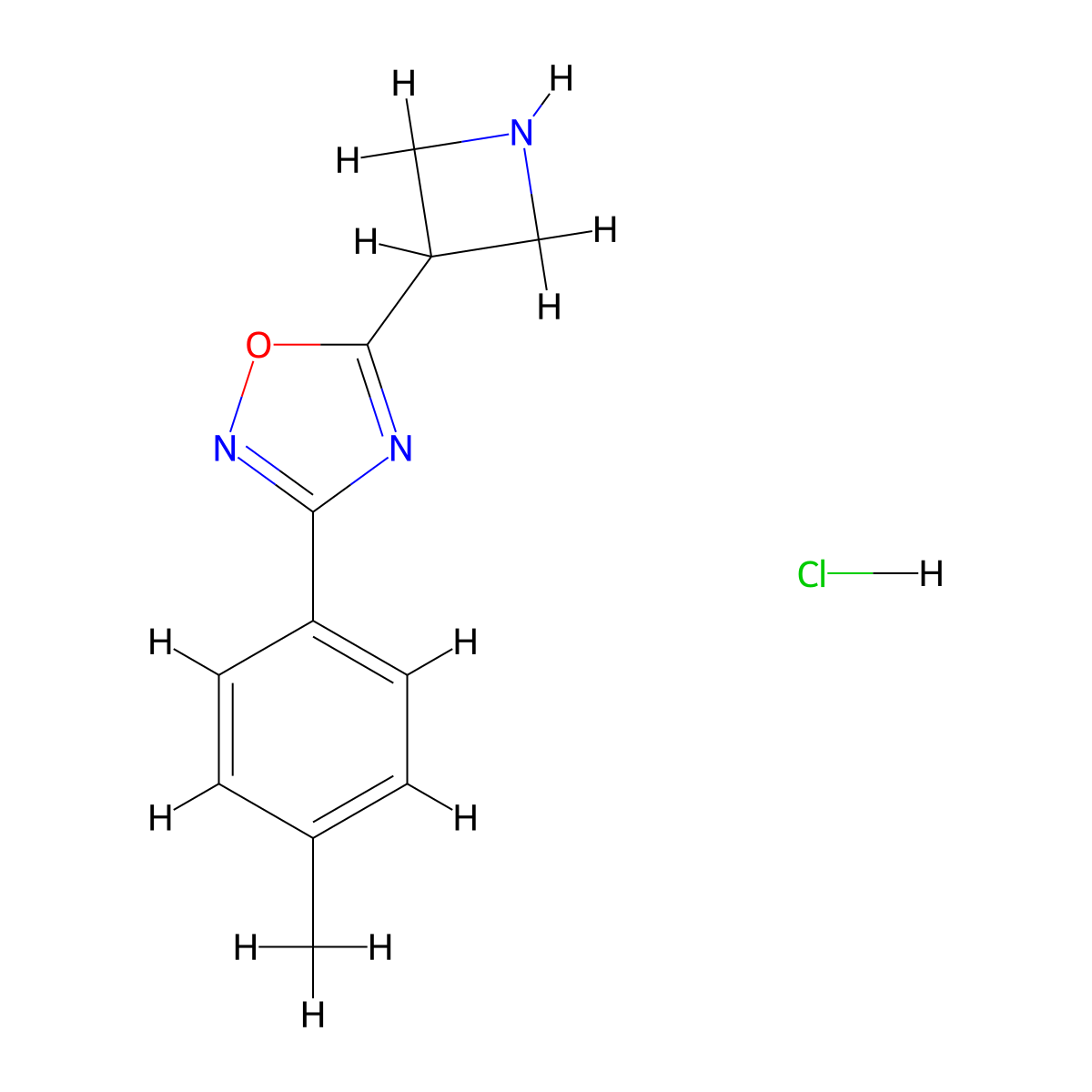 5-Azetidin-3-yl-3-(4-methylphenyl)-1,2,4-oxadiazole hydrochloride molecular structure, CAS 1426290-21-2