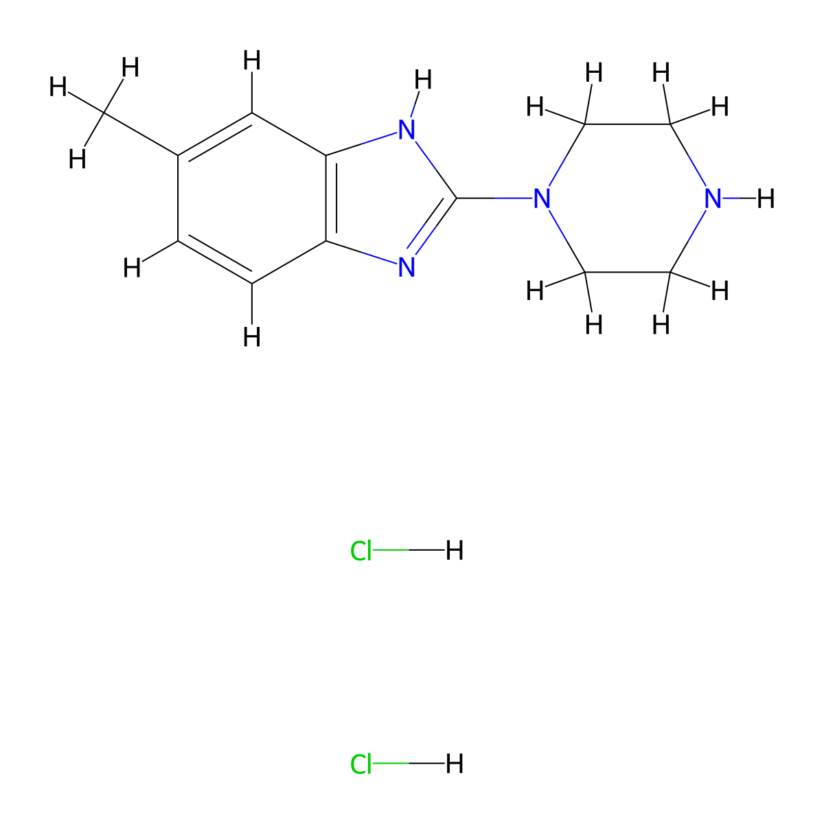 5-methyl-2-piperazin-1-yl-1H-benzimidazole dihydrochloride molecular structure, CAS 1426290-22-3