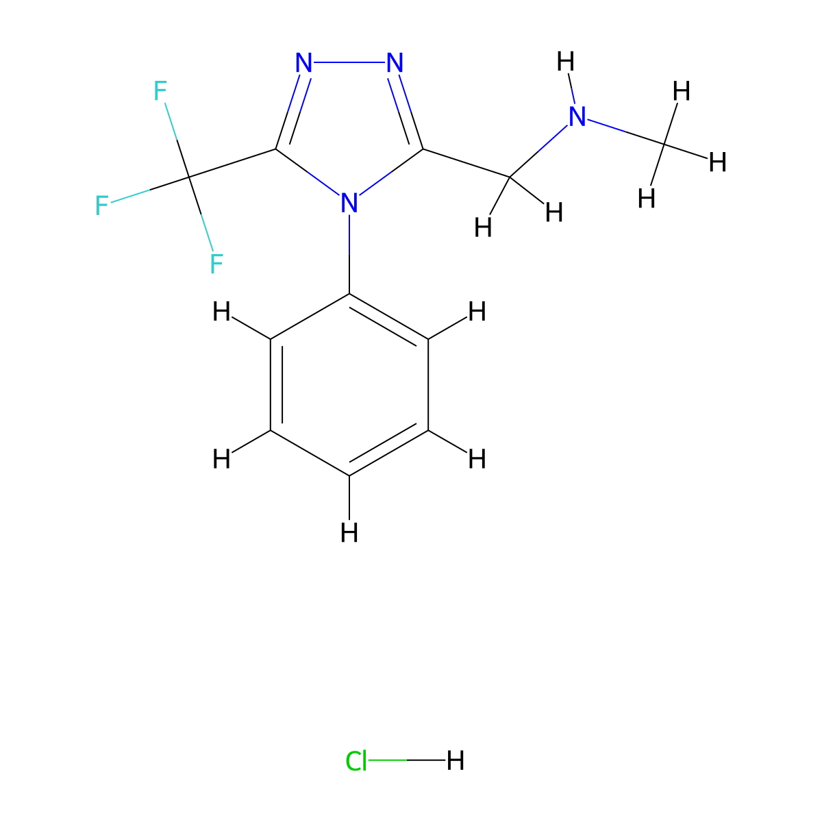 N-Methyl-1-[4-phenyl-5-(trifluoromethyl)-4H-1,2,4-triazol-3-yl]methanamine hydrochloride molecular structure, CAS 1426290-25-6