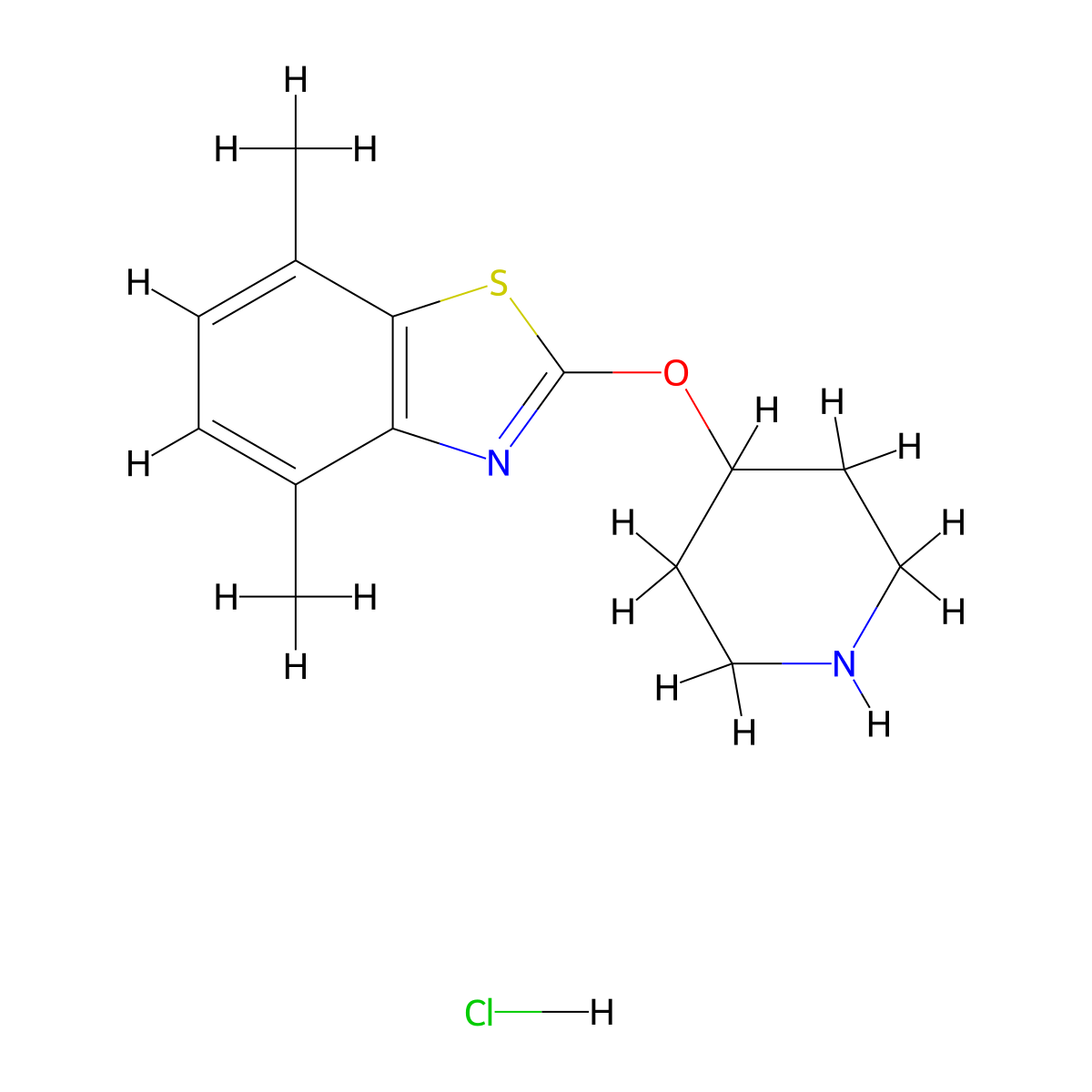 4,7-Dimethyl-2-(piperidin-4-yloxy)benzo[d]thiazole hydrochloride molecular structure, CAS 1426290-30-3