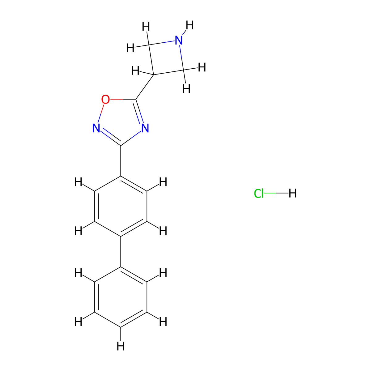 5-Azetidin-3-yl-3-biphenyl-4-yl-1,2,4-oxadiazole hydrochloride molecular structure, CAS 1426290-35-8