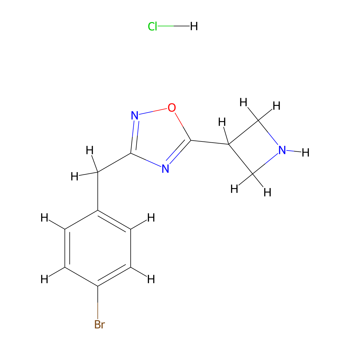 5-Azetidin-3-yl-3-(4-bromobenzyl)-1,2,4-oxadiazole hydrochloride molecular structure, CAS 1426290-36-9