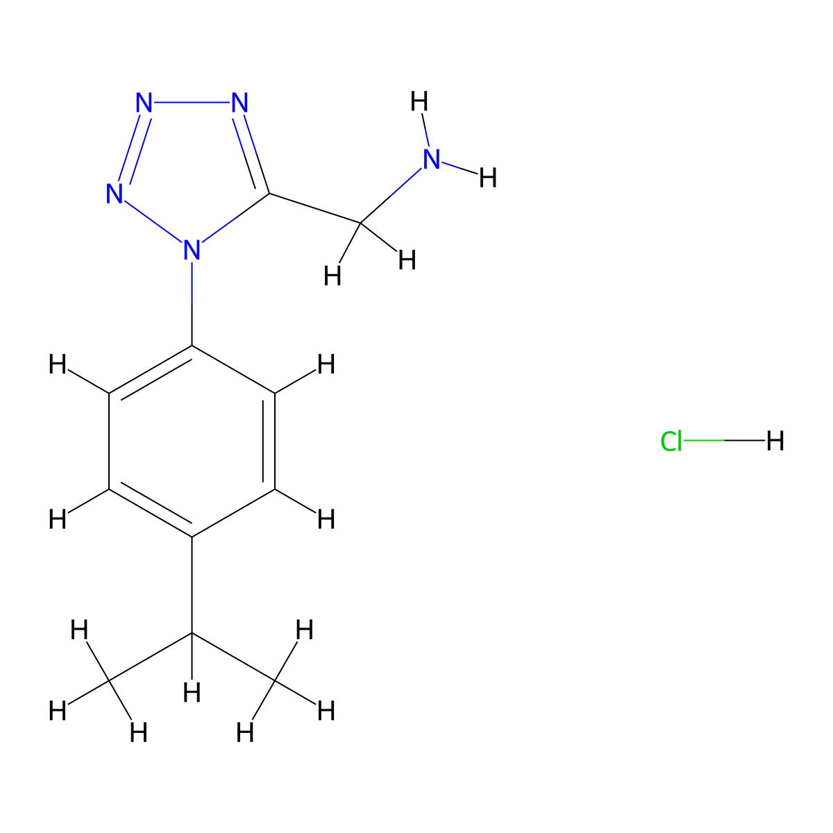 {[1-(4-isopropylphenyl)-1H-tetrazol-5-yl]methyl}amine hydrochloride molecular structure, CAS 1426290-38-1