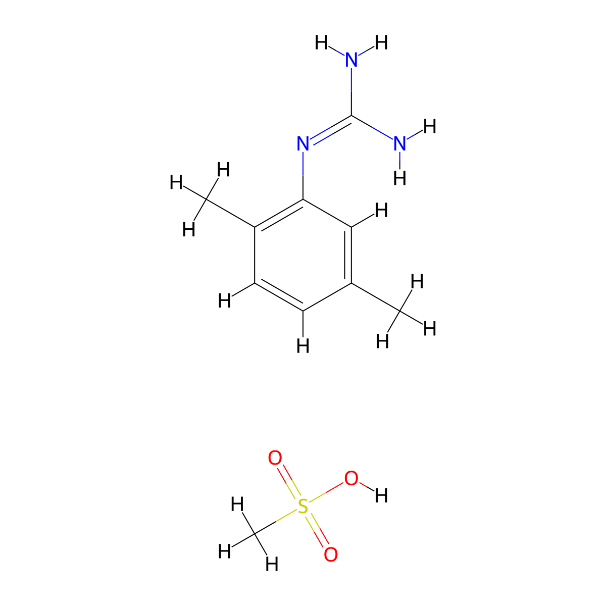 N-(2,5-dimethylphenyl)guanidine methanesulfonate molecular structure, CAS 1426290-47-2