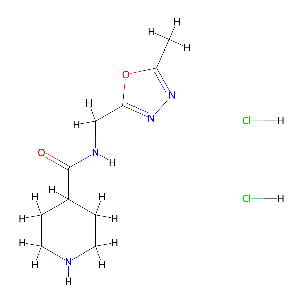 N-[(5-methyl-1,3,4-oxadiazol-2-yl)methyl]piperidine-4-carboxamide dihydrochloride molecular structure, CAS 1426290-50-7