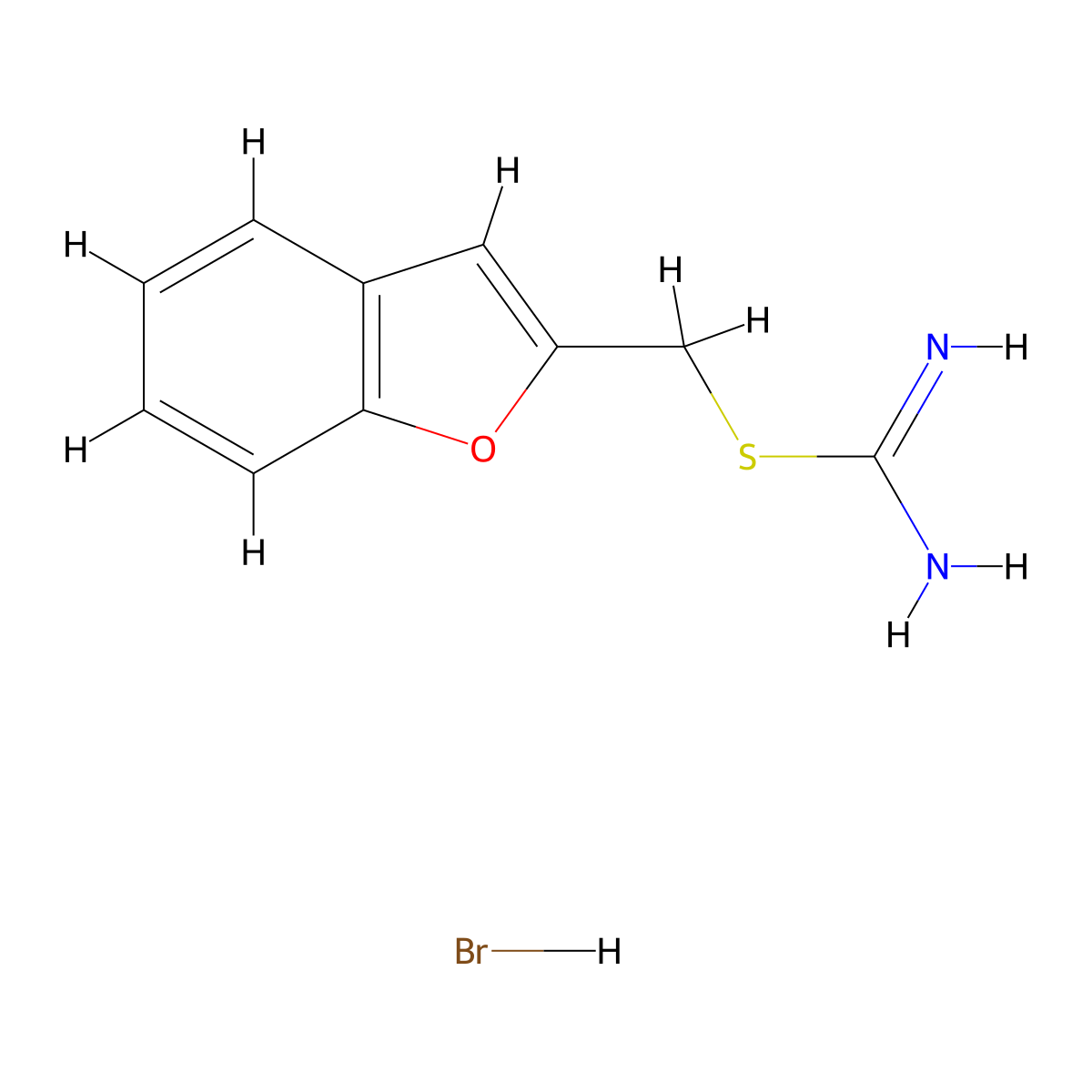 1-Benzofuran-2-ylmethyl imidothiocarbamate hydrobromide molecular structure, CAS 1426290-59-6